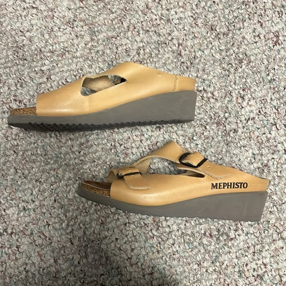 Mephisto leather cork wedge sandals - Picture 4 of 9